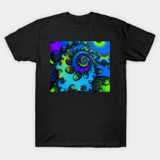 Blue green and purple spiral T-Shirt